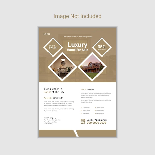 Vector elegant real estate flyer layout