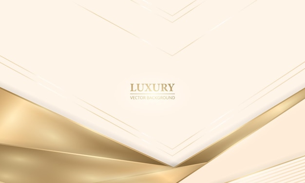 Elegant realistic cream shade luxury design background with golden lines and shadows