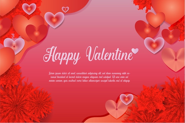 Elegant realistisch valentijnsbanner of poster achtergrond abstract met liefdesicoon en bloem lay-out