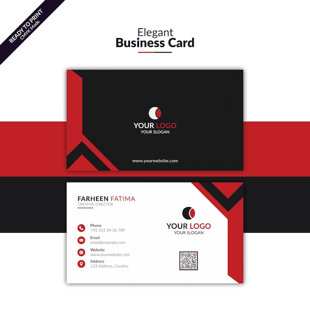 Vector elegant red and black business card