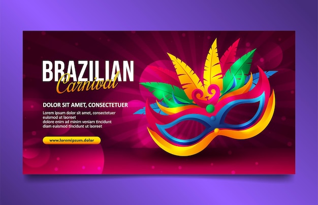 Elegant red Brazilian Carnival social media cover, horizontal banner template design