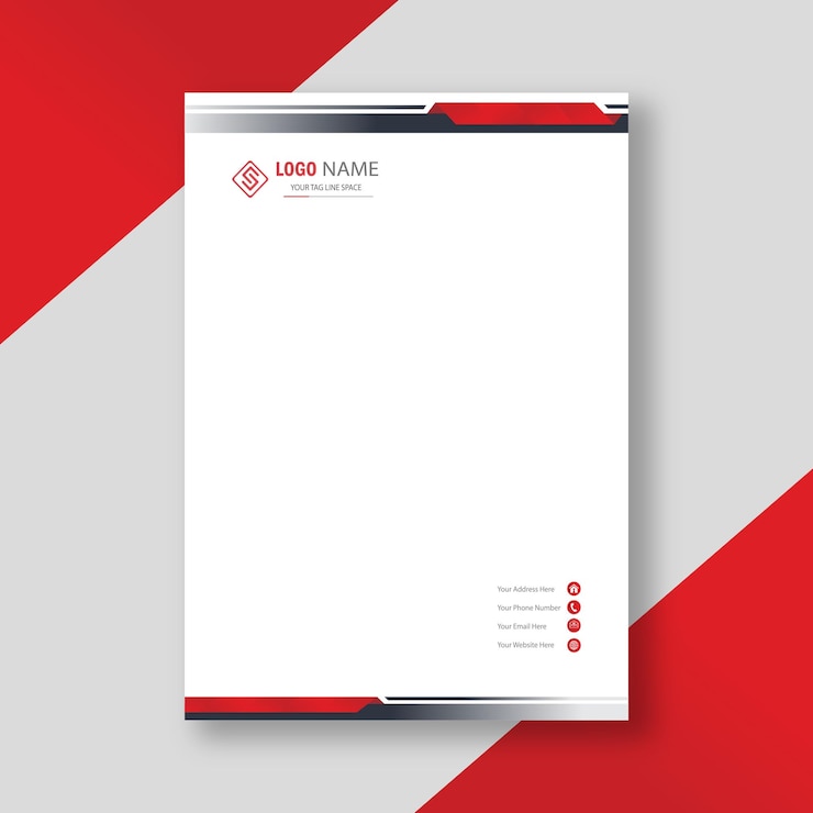 Vector elegant red corporate letterhead template in a4 size vector design