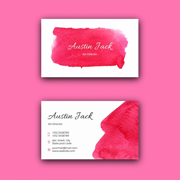 Elegant red watercolor business card