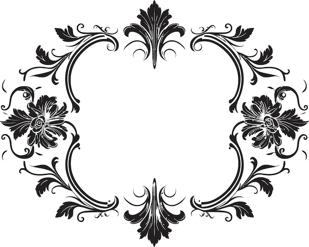 Elegant Regalia Royal Vector of Black Decorative Blooms Regal Abundance Monochromatic Elegance for