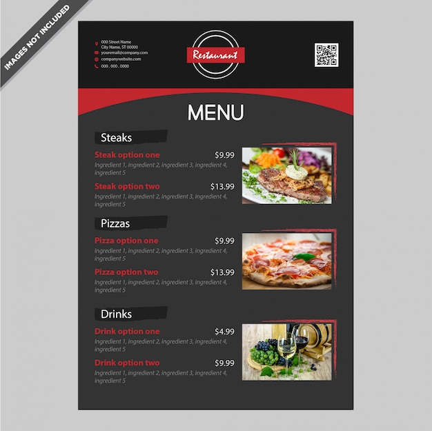 Design elegante modello di ristorante cafe menu modificabile