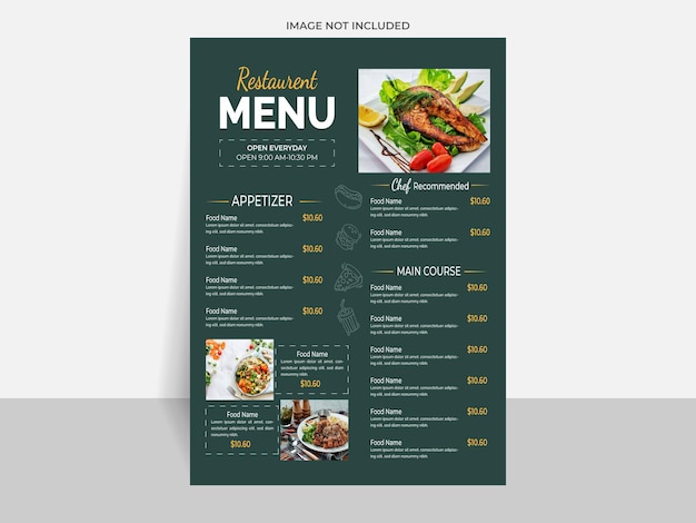 Elegant restaurant food menu template