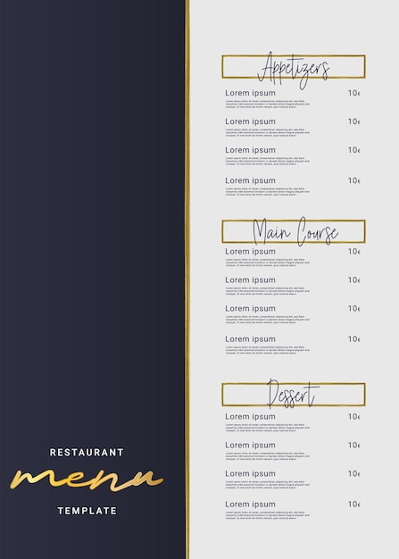 элегантная векторная иллюстрация меню ресторана