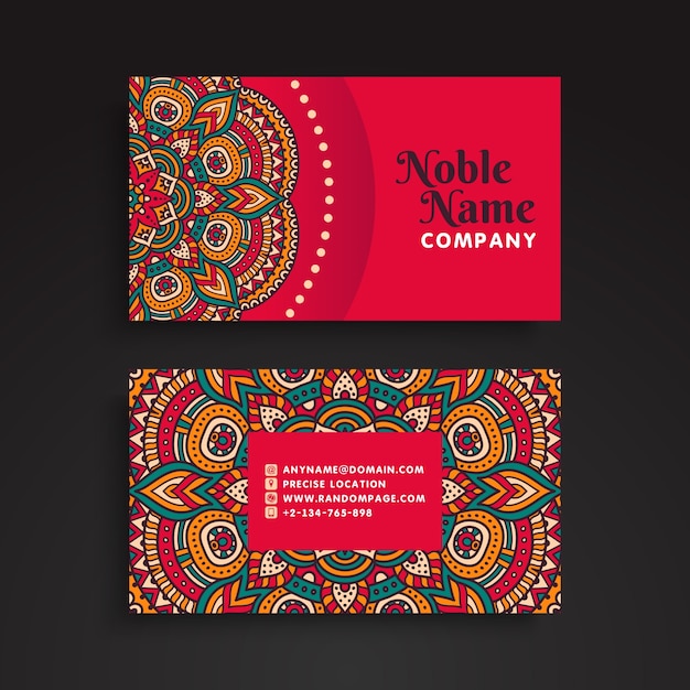 Elegant retro business card in mandala style