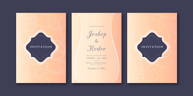 Elegant rose yellow wedding invitation template