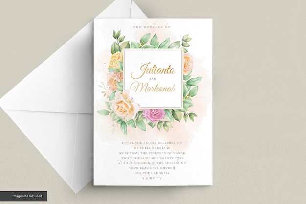 Vector elegant roses invitation card set