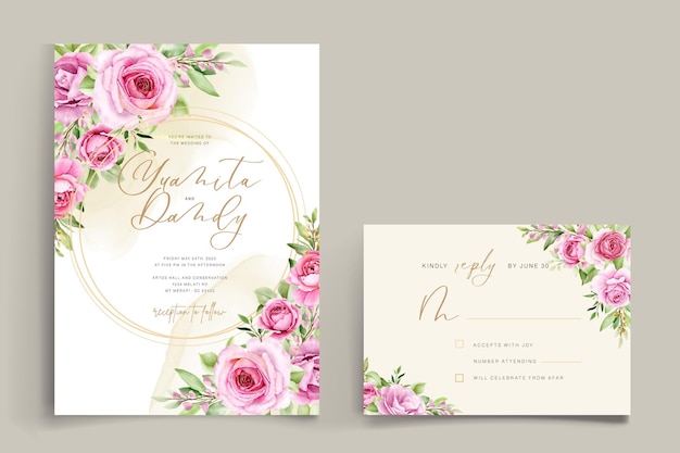 Elegant roses and peonies floral card set