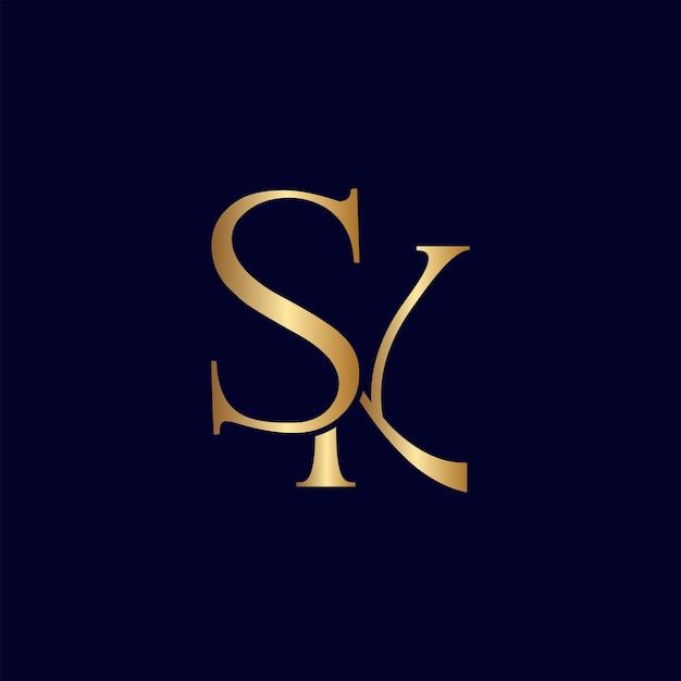 Элегантный королевский удивительный золотой женский логотип красоты письмо sk