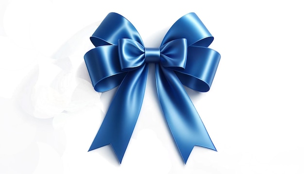 Elegant Royal Blue Satin Bow on White Background