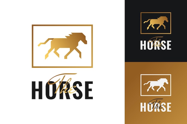 Elegant Running Horse Logo-ontwerp met abstracte stijl voor zakelijke merkidentiteit