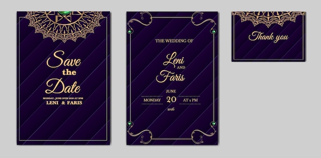 エレガントな日付を保存結婚式の招待カードのデザインセット