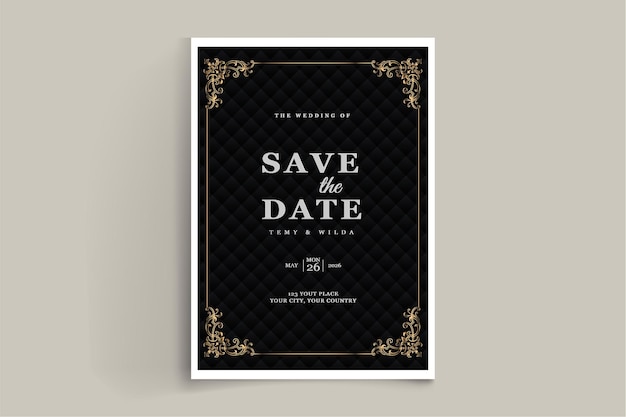Elegant save the date wedding invitation card template set