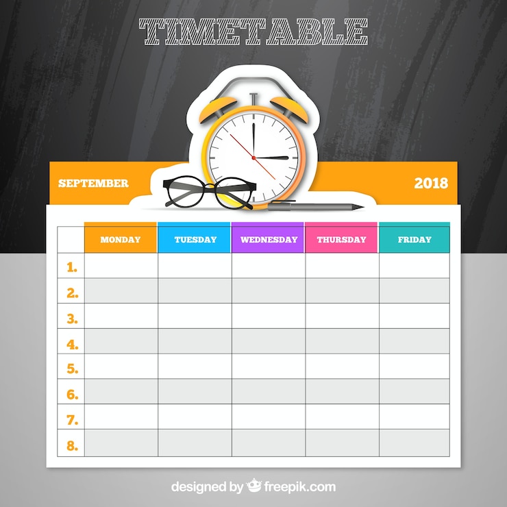 Vector elegant school timetable