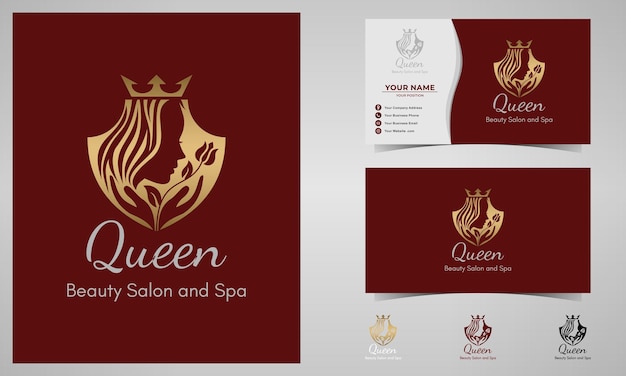 Elegant schoonheid vrouwelijk gouden gradiënt logo ontwerp en visitekaartje