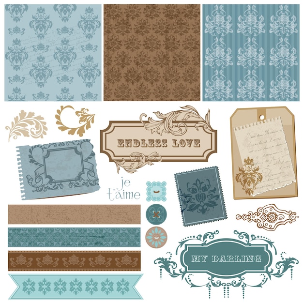 Vector elegant scrapbook design elements vintage frames