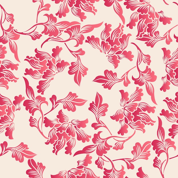 Elegant seamless Chinese style botanic leaf pattern. Traditional retro wallpaper design.