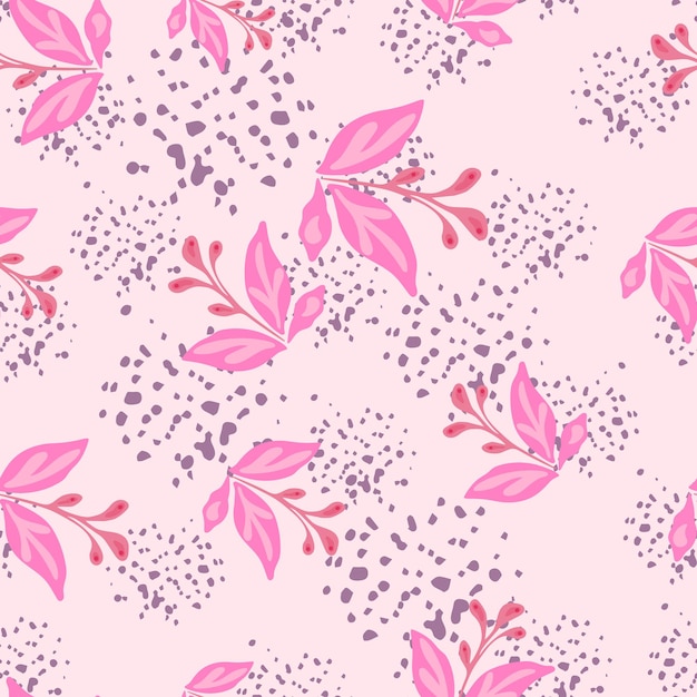 Elegant seamless pattern featuring handdrawn leaves and florals