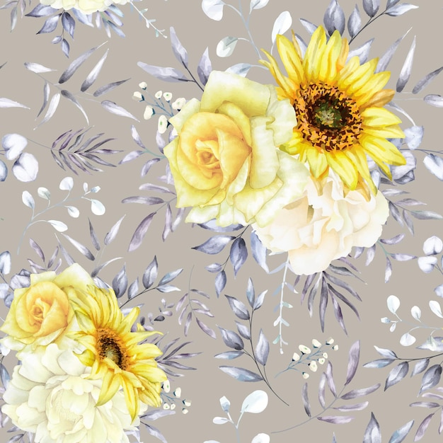 elegant seamless pattern floral with watercolor flower