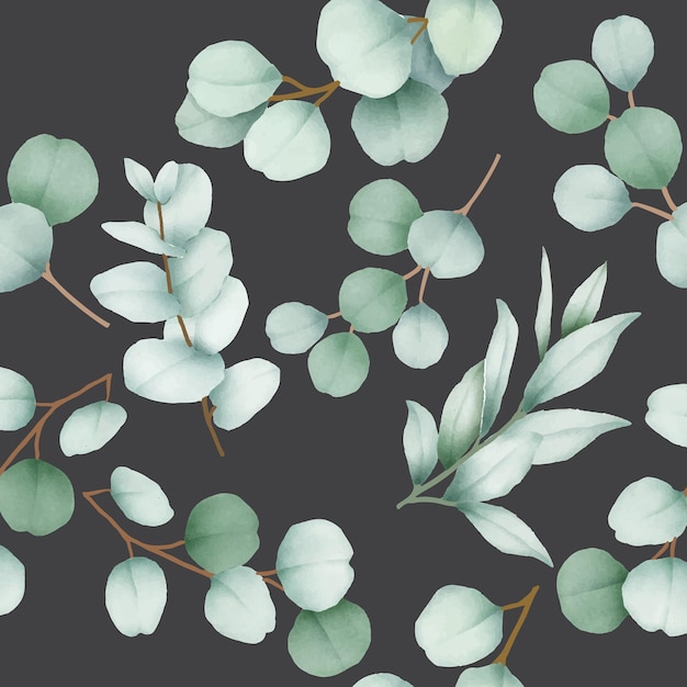 エレガントなシームレスパターンの緑の花と葉