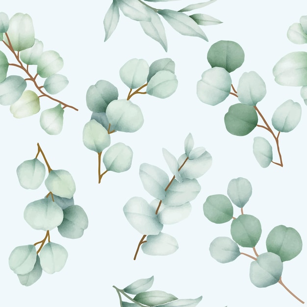 elegant seamless pattern greenery flower and leaves