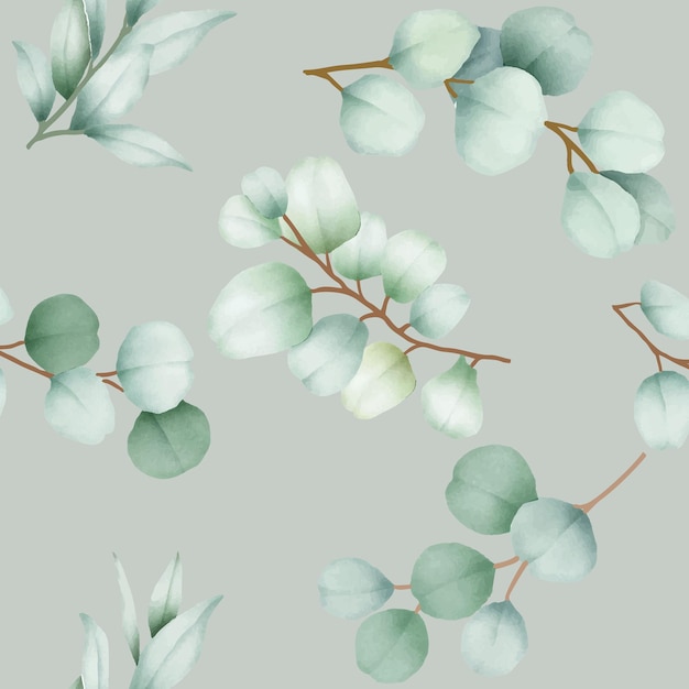 elegant seamless pattern greenery flower and leaves