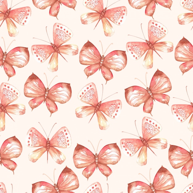 Elegant seamless pattern of watercolor butterflies