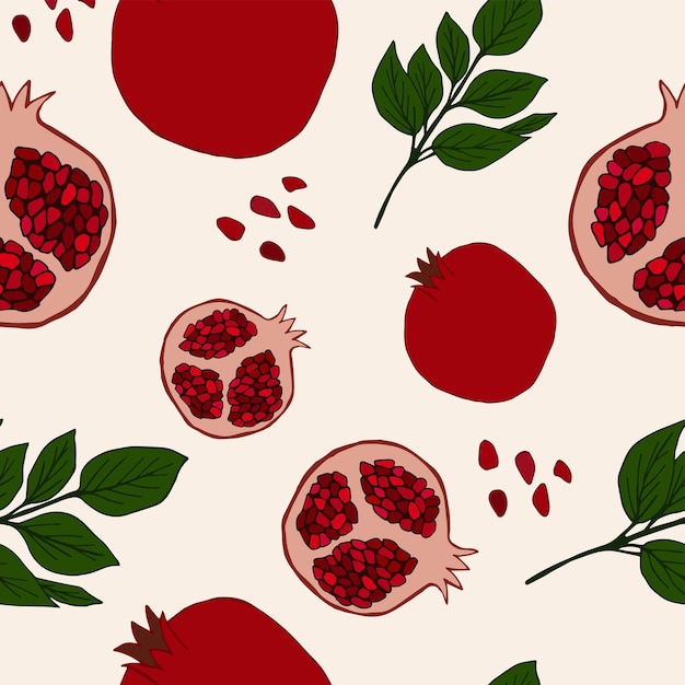 Elegant seamless pattern with pomegranates