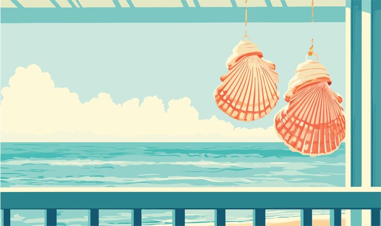 Vector elegant seashell mobile illustration