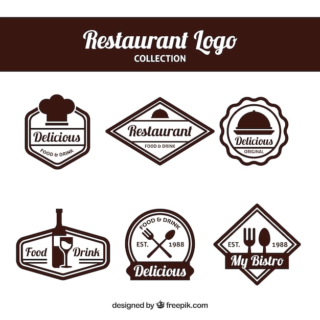 Vector elegant set of restaurant logos with badge design