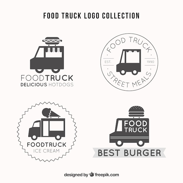 elegant set of retro food truck logos