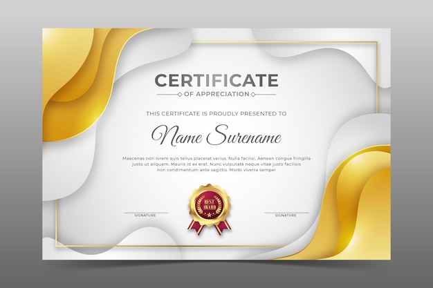 Elegant shiny golden gray employee of the month certificate