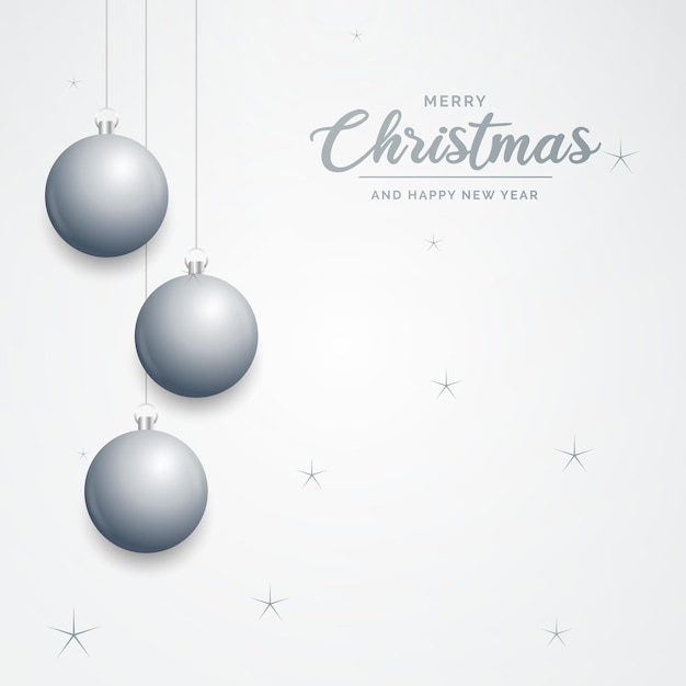 Elegant shiny white Christmas background with Silver baubles and place for text Vector Illustration