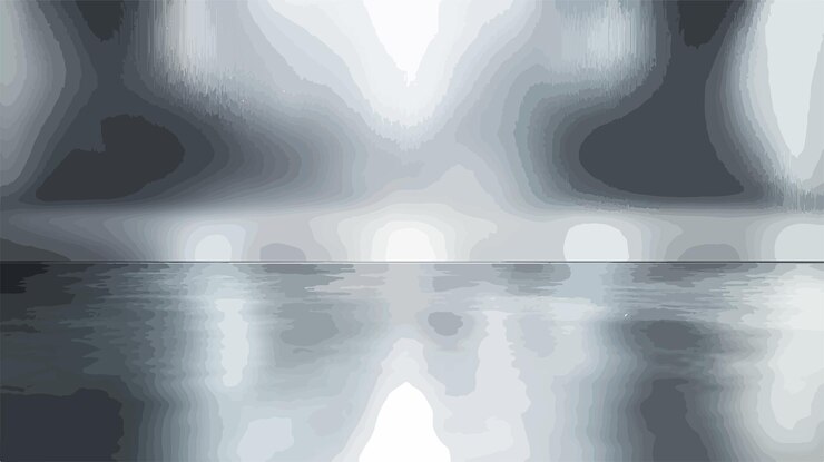 Vector elegant silver gradient background with reflection abstract wide image