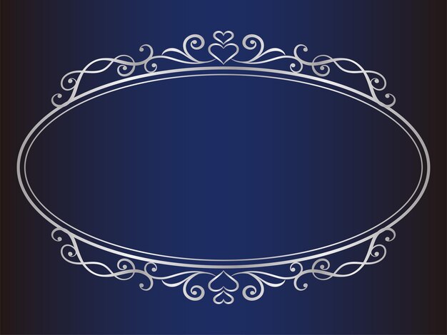 Vector elegant silver oval decorative frame with heart symbol