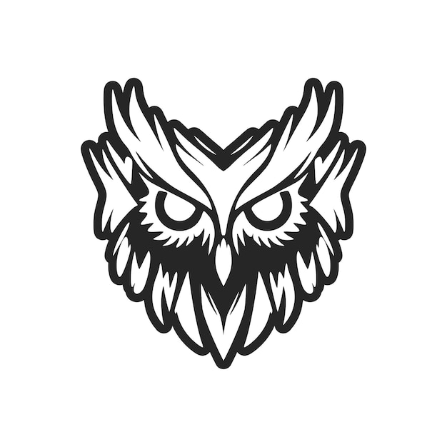 Vector elegant simple black vector owl vector logo isolated on a white background