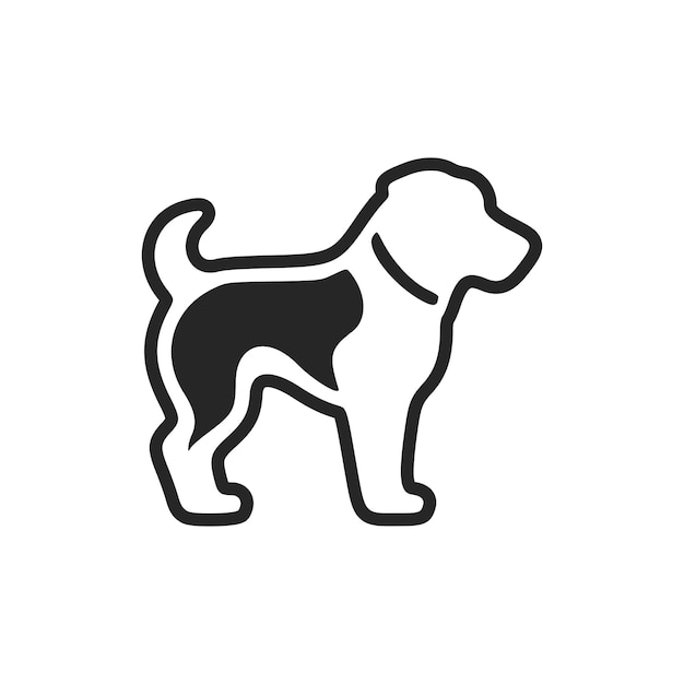 Elegant simple black white vector logo dog Isolated on a white background