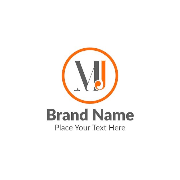 Elegant simple letter initial m j logo design template