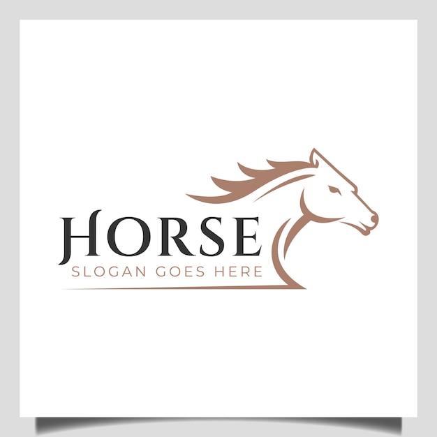 Elegant simple line fast horse logo vector for sport running horse race logo design