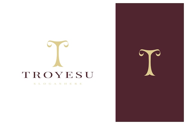 Vettore elegante design semplice e minimale del logo della lettera t di lusso
