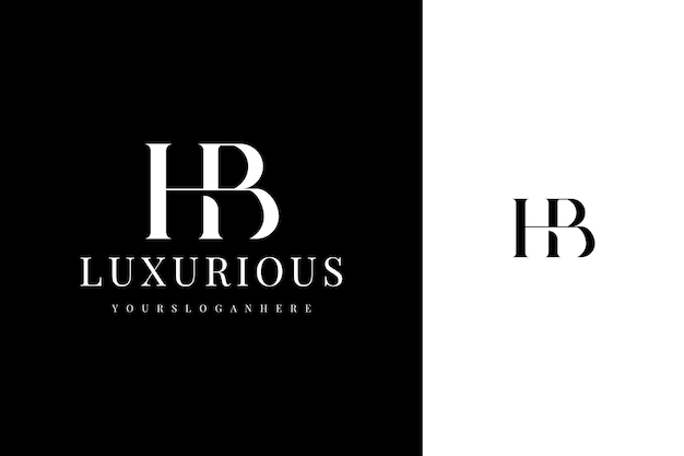 elegant simple minimal luxury serif font alphabet letter h b monogram logo design