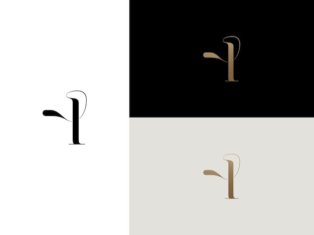 Elegant simple minimal and luxury serif font alphabet letter i logo design