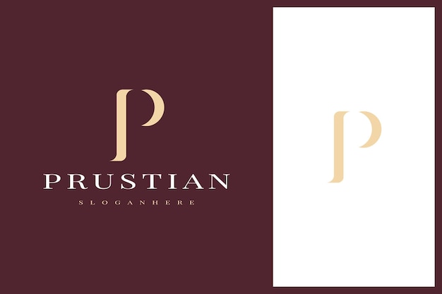 Элегантный простой минимальный роскошный шрифт с засечками, буква P, дизайн логотипа