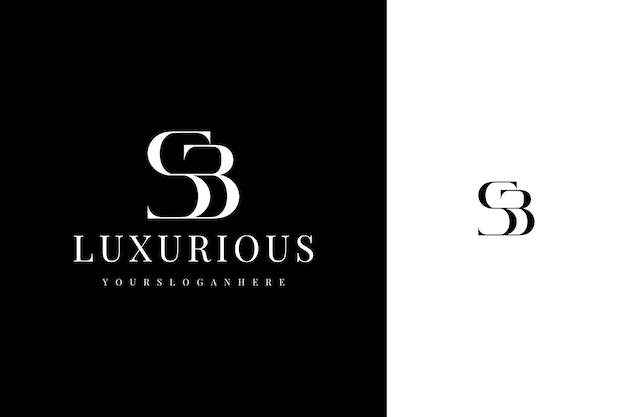 elegant simple minimal luxury serif font alphabet letter s b monogram logo design