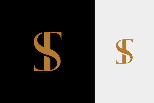 Elegant simple minimal luxury serif font alphabet letter t combined with letter s logo design