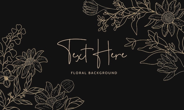 Vector elegant and simple monoline floral background template