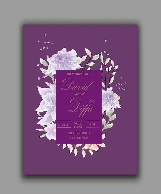 水彩の要素を持つエレガントでシンプルな結婚式の招待状
